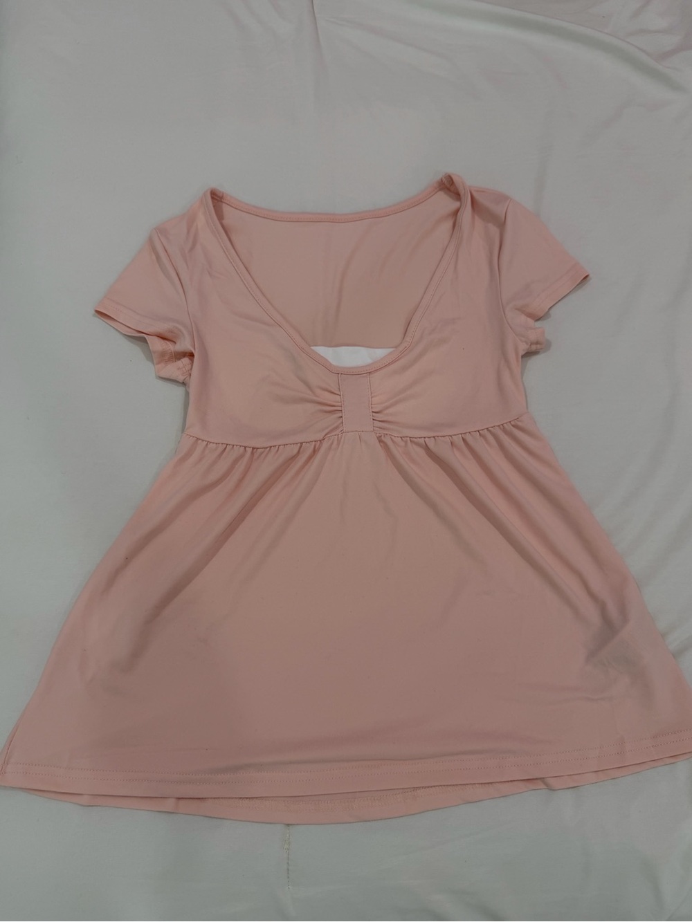 SHEIN Light Pink Scoop-Neck Empire Tunic